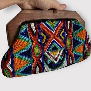 Beaded Multicolor Wood-Frame Clutch | Women Bags